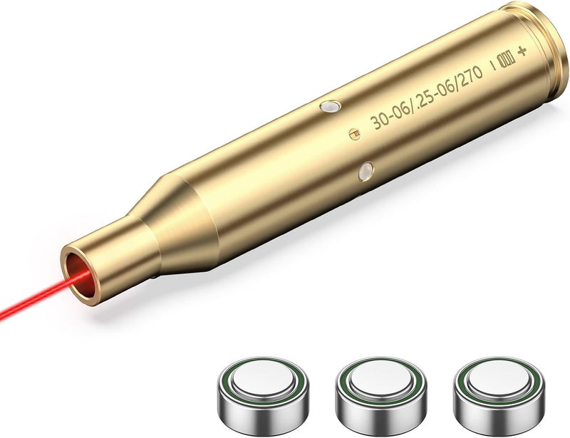EZshoot Bore Sight Laser 9mm/ 223 5.56mm/ 30-06/25-06/270 /300BLK 7.62x35mm/ 6.5CM/ 12 Gauge Cal Red Laser Boresighter with Extra Batteries - Image 1